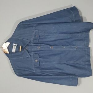 Alfred Dunner top women's size 18 blue button down denim look